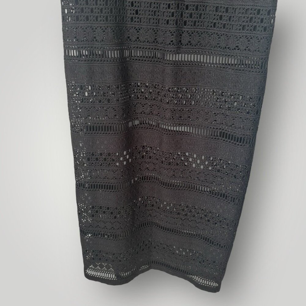Guess Long Maxi Dress Crochet Bandage Size 4 Sleeveless Black Zipper Back - Picture 5 of 6